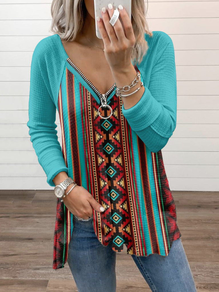 Casual Ethnic Long Sleeves T Shirts for Women