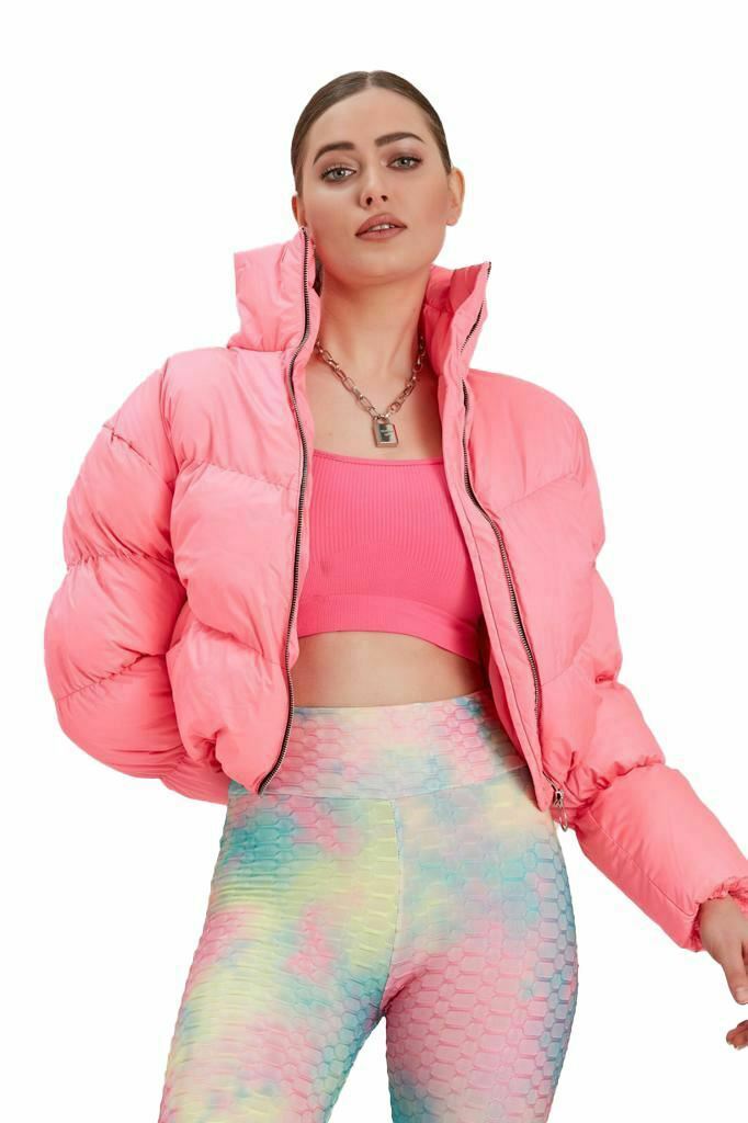 Warm Winter High Neck Zipper Short Cotton-padded Overcoat
