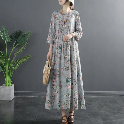 Vintage Cotton Women Plus Sizes Long Dresses