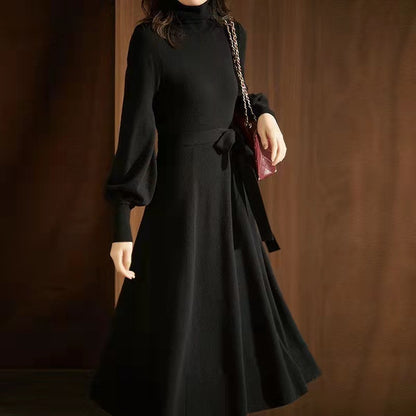 Elegant Turtleneck Woolen Fall Knitting Dresses