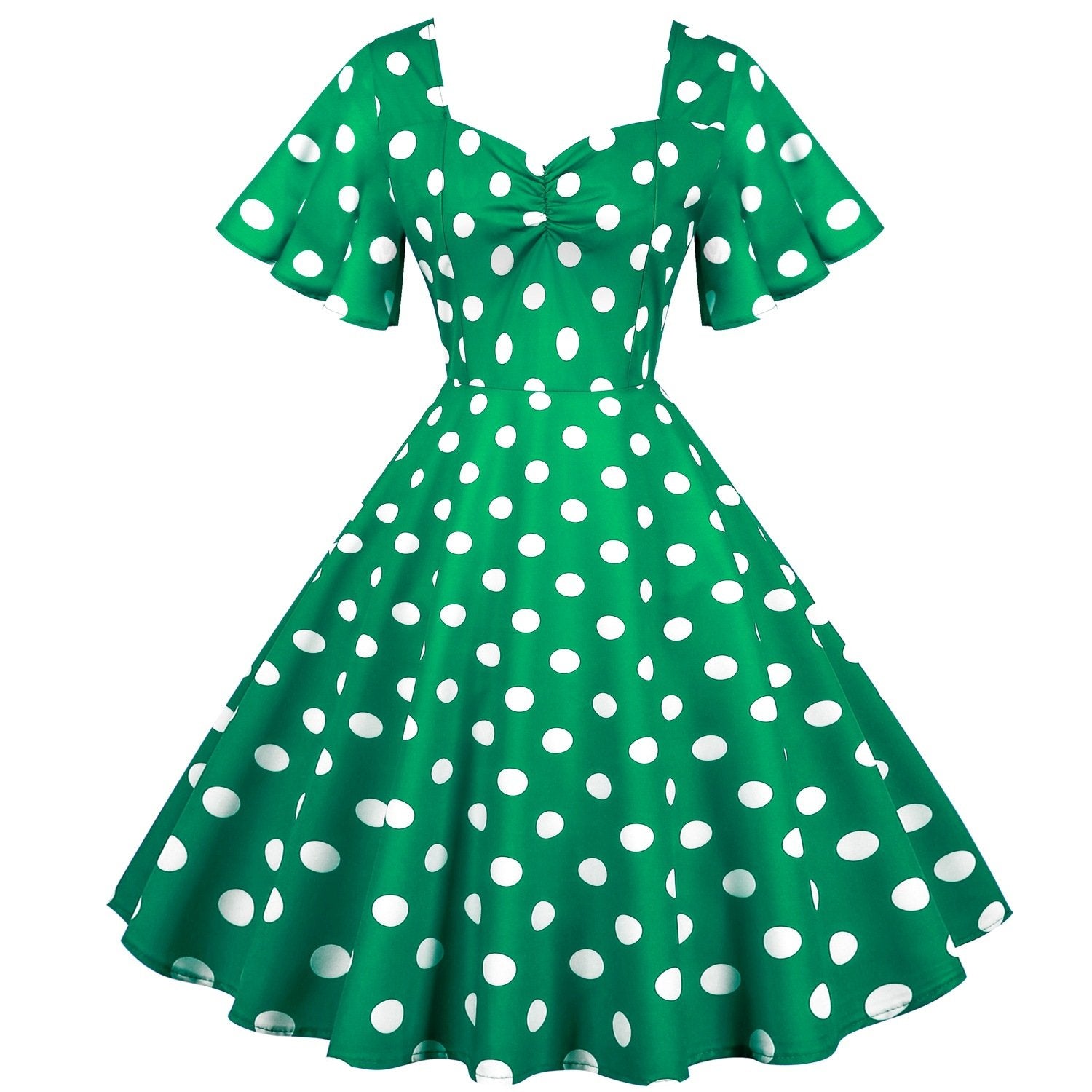 Retro Dot Print Short Sleeves Short Dresses-STYLEGOING