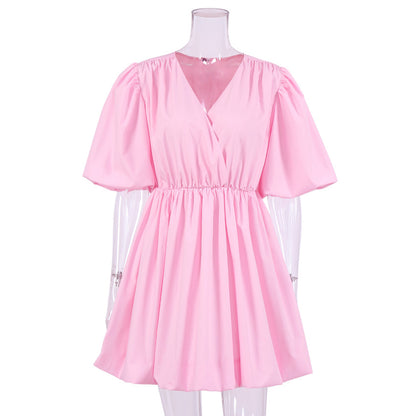 Summer Puff Sleeves Women Mini Dresses