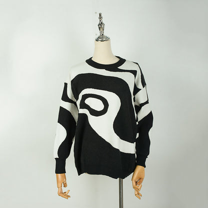 Women Round Neck Knitting Pullover Sweaters