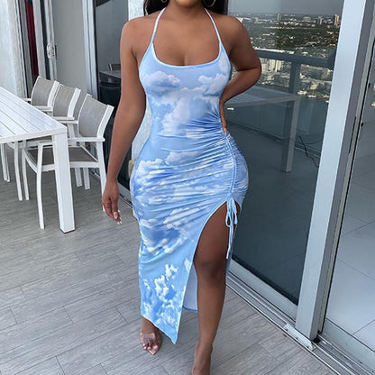 Sexy Summer Halter Sheath Split Front Dresses-STYLEGOING