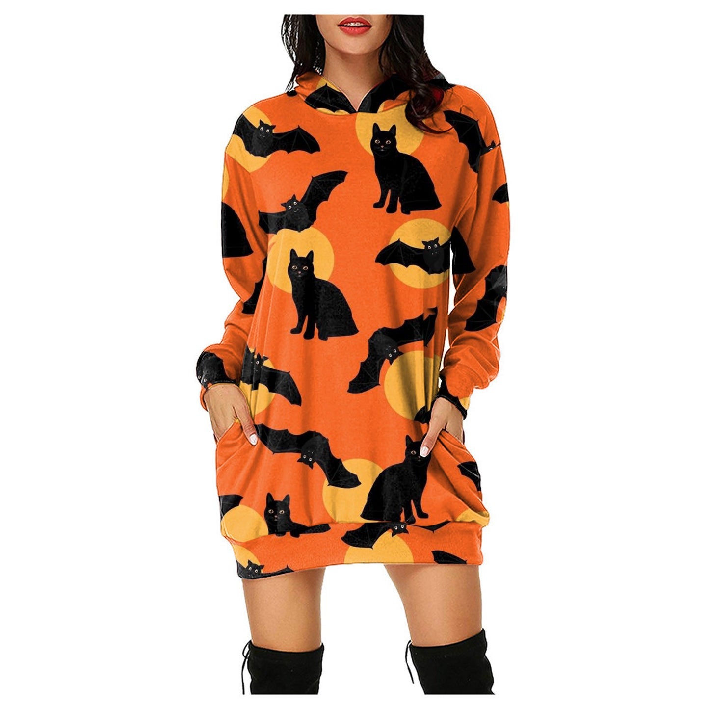 Halloween Pumpkin Design Pullover Hoodies for Women
