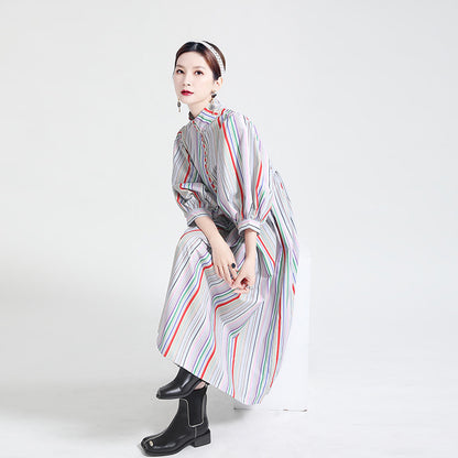Vintage Rainbow Designed Women Fall Dresses