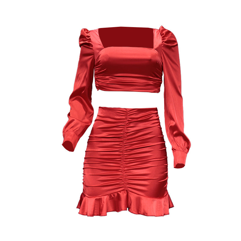 Sexy Ruffled High Waist Short Tops & Skirts for Women