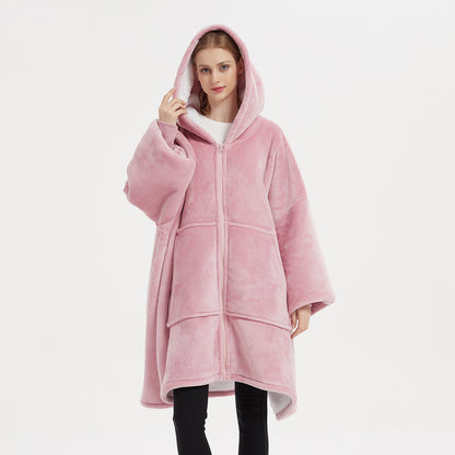 Warm Thick Plus Sizes Wearable Fleece Throw Blanket for Couple