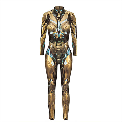 Halloween Skeleton Print Long Sleeves Slim Jumpsuits Cosplay