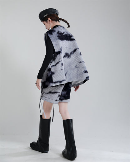 Water Ink Dyed Cotton Winter Vest and Short Pants