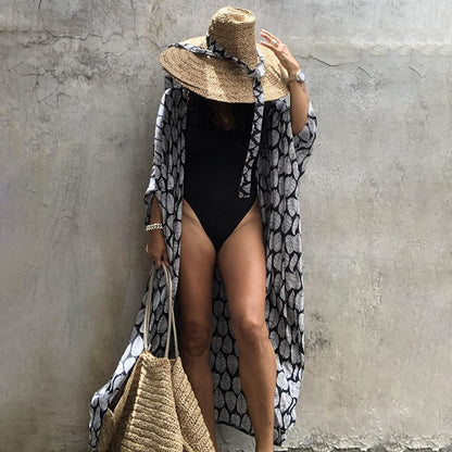 Summer Sun-proof Leaf Print Bikini Cover Ups