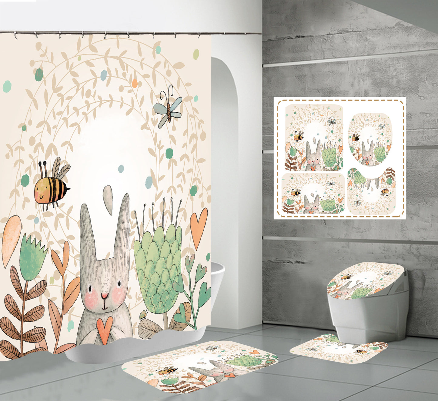 Happy Easter Day Shower Curtain Sets