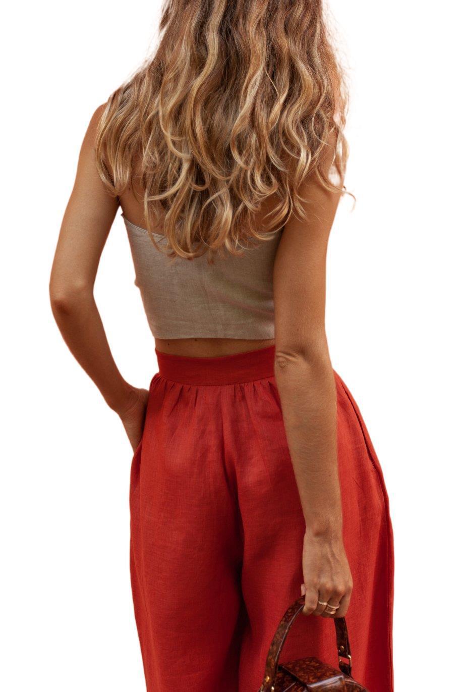 Women Linen Loose Casual Pants-STYLEGOING