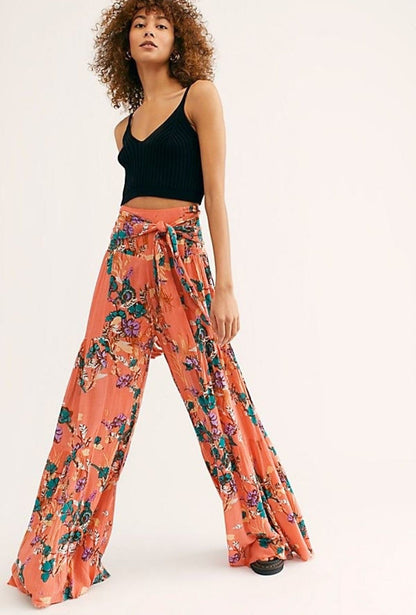 Casual Summer Floral Print Trumpet Pants for Women
