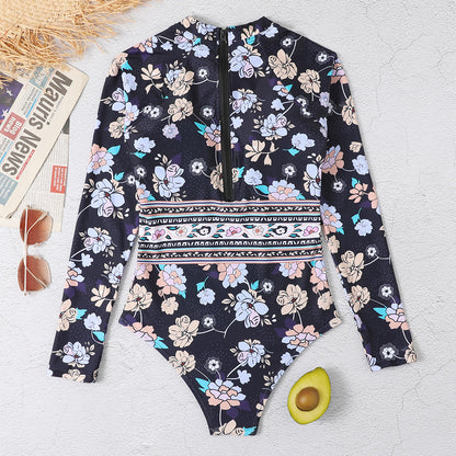 Women Long Sleeves Floral Print Surf Wear