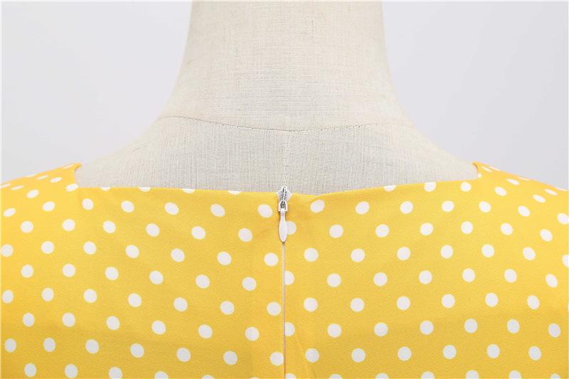 Short Sleeve Square Neckline Print Dot Dresses-STYLEGOING