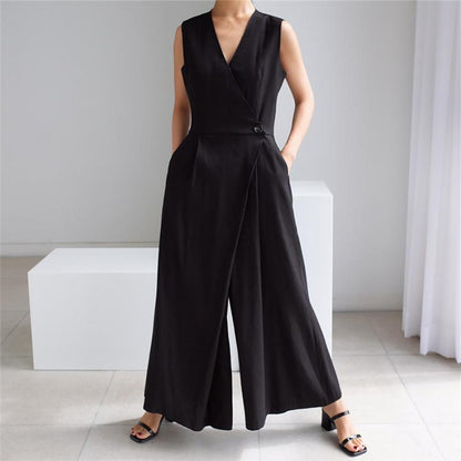 Women High Waist Casual Sleeveless Jumpsuits-STYLEGOING