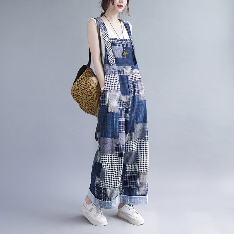 Vintage Plus Sizes Women Denim Suspender Pants