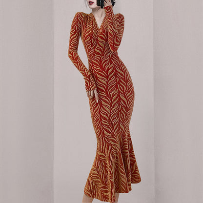 Luxury Elegant V Neck Long Mermaid Dresses