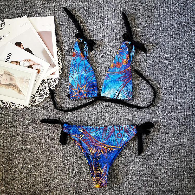 Vintage Floral Print Sexy Bikini Swimwear-STYLEGOING