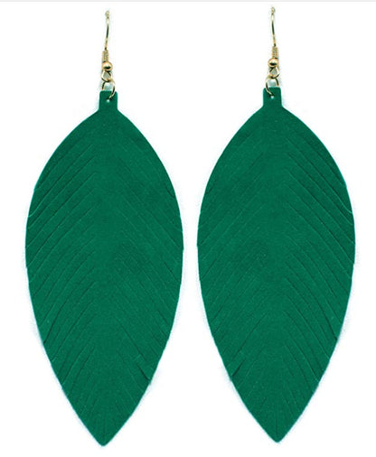 Leaves Designed Tassels Pu Leather Women Earrings