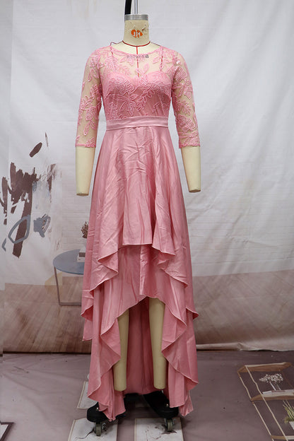 Elegant Lace Party Dresses with Brush Tail