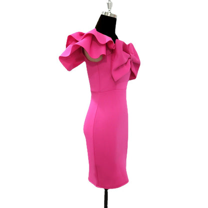 Sexy One Shoulder Ruffled Bowknot Evening Dresses