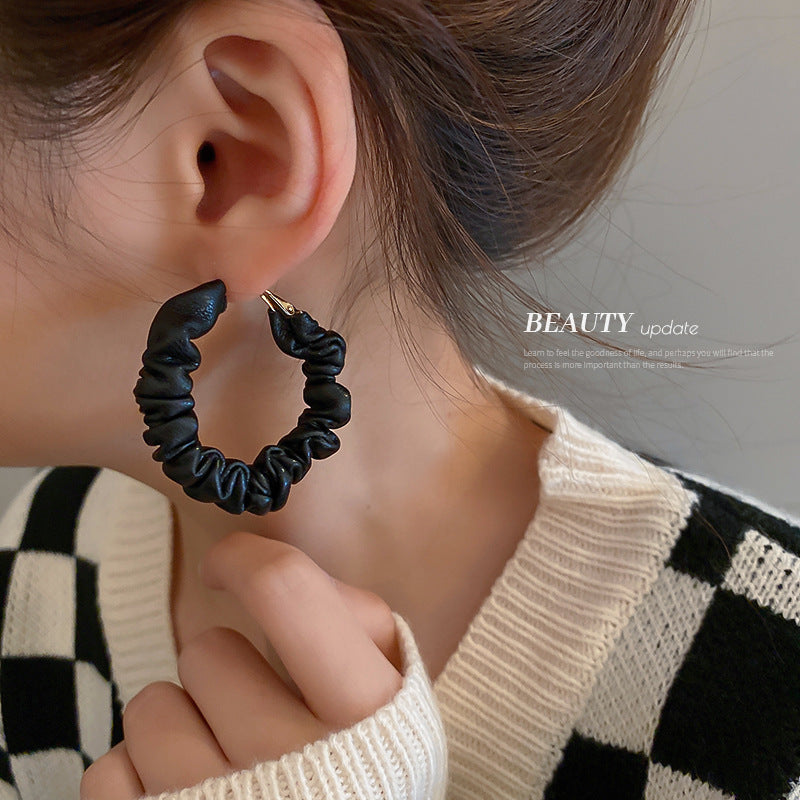 Vintage Round Shape Pu Leather Women Earrings