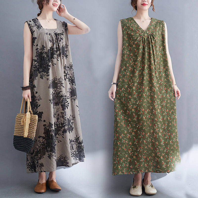 Casual Summer Linen Plus Sizes Sleeveless Dresses