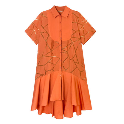Vintage Summer Short Sleeves Irregular Long Shirts Dresses