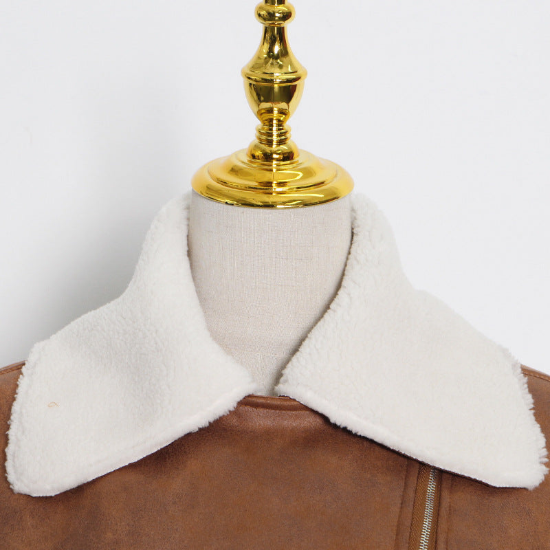 Luxury Motorcycle Sheep Fleece Jacket Coat for Winter