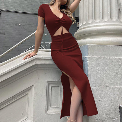 Sexy Drawstring Split Front Dresses