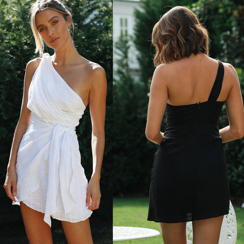 Sexy One Shoulder Irregular Mini Dresses