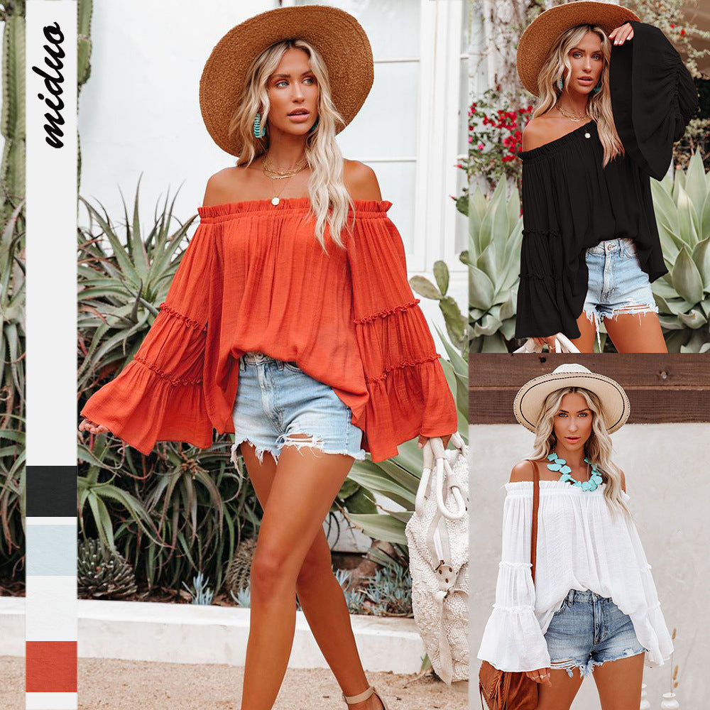 Casual Off The Shoulder Summer Long Sleeves Women Blouses