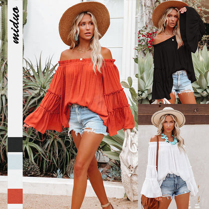 Casual Off The Shoulder Summer Long Sleeves Women Blouses