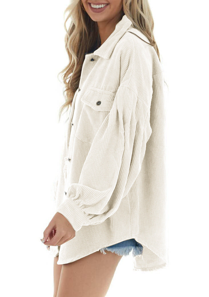 Casual Corduroy Long Sleeves Fall Shirts