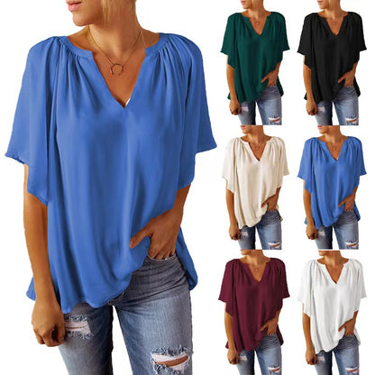 Leisure Chiffon Short Sleeves Women Blouses