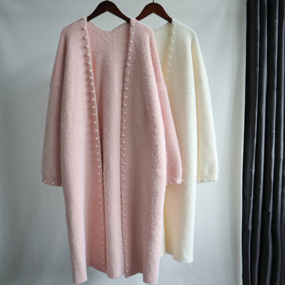 Leisure Mink Wool Winter Long Overcoat for Women
