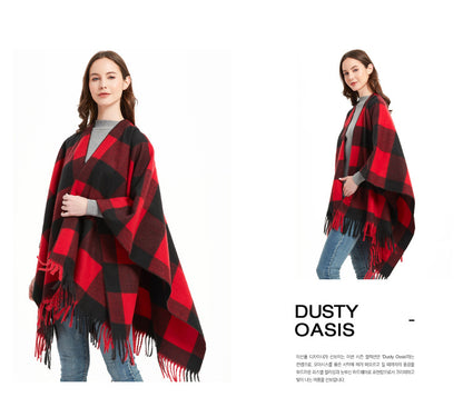 Winter Tassels Shawls Cape for Women