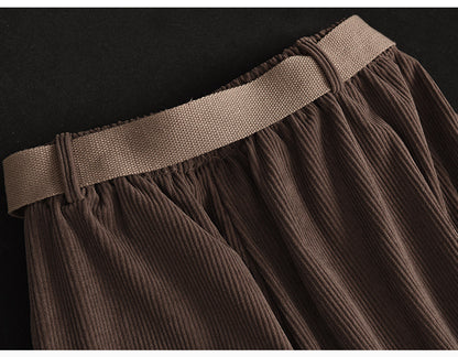 Vintage Elastic Waist Wide Legs Pants for Women