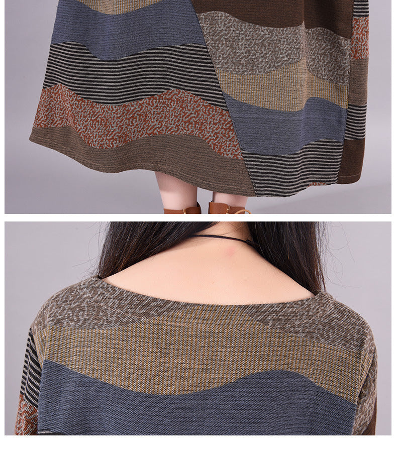 Vintage Linen Long Sleeves Women Cozy Dresses