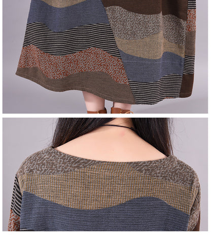 Vintage Linen Long Sleeves Women Cozy Dresses
