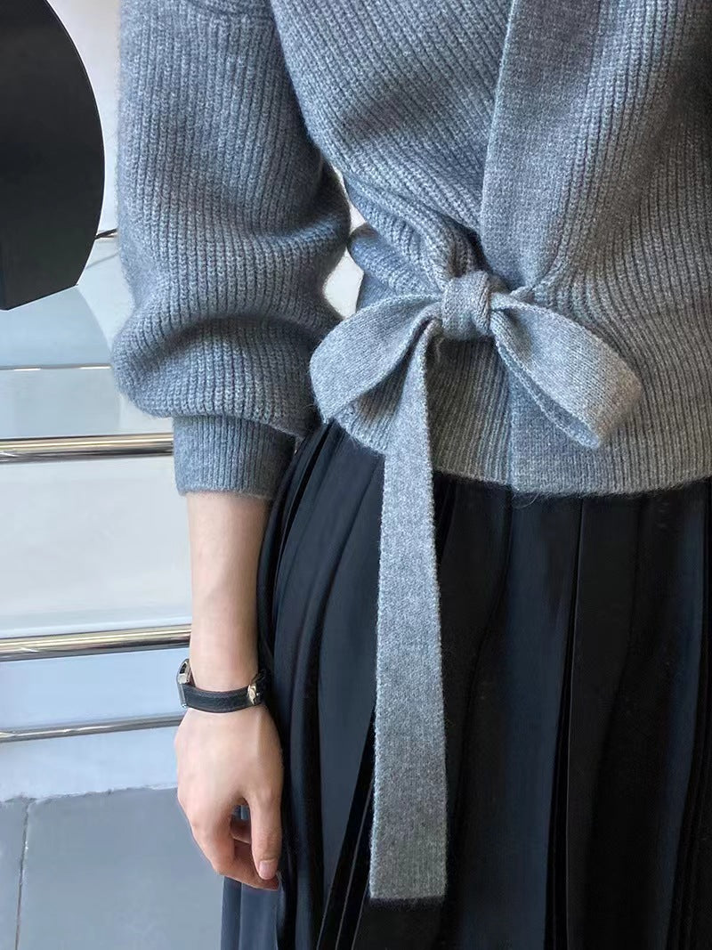Vintage V Neck Knitted Short Sweaters