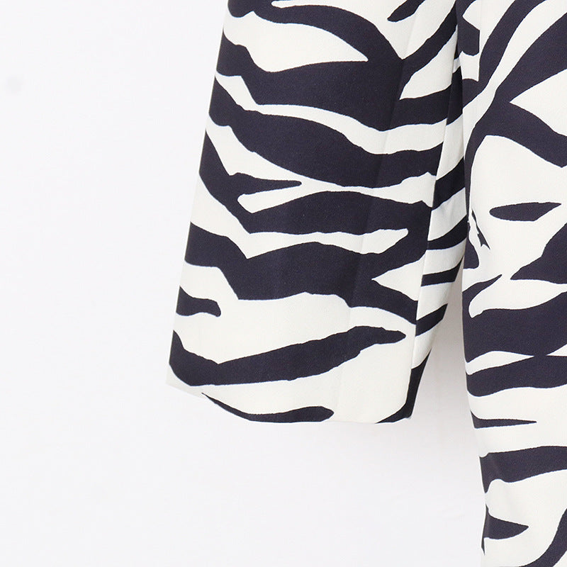 Women Zebra Print Office Lady Blazer Coats