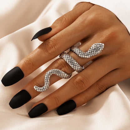 Vintage Cool Snake Shape Rings for Women 4pcs/set