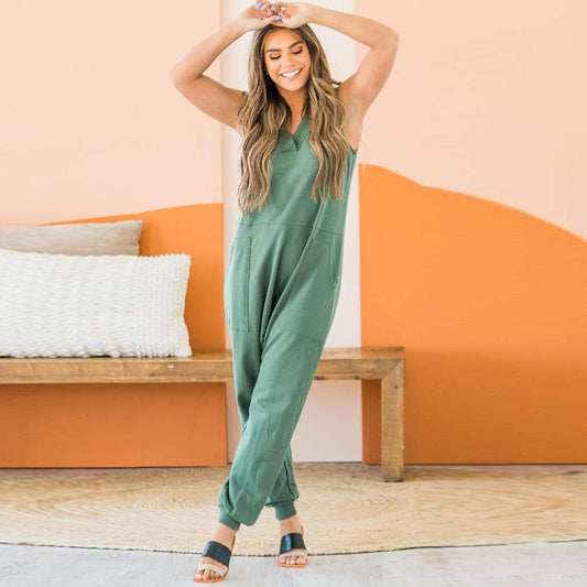 Summer Women Pocket Loose Rompers-STYLEGOING