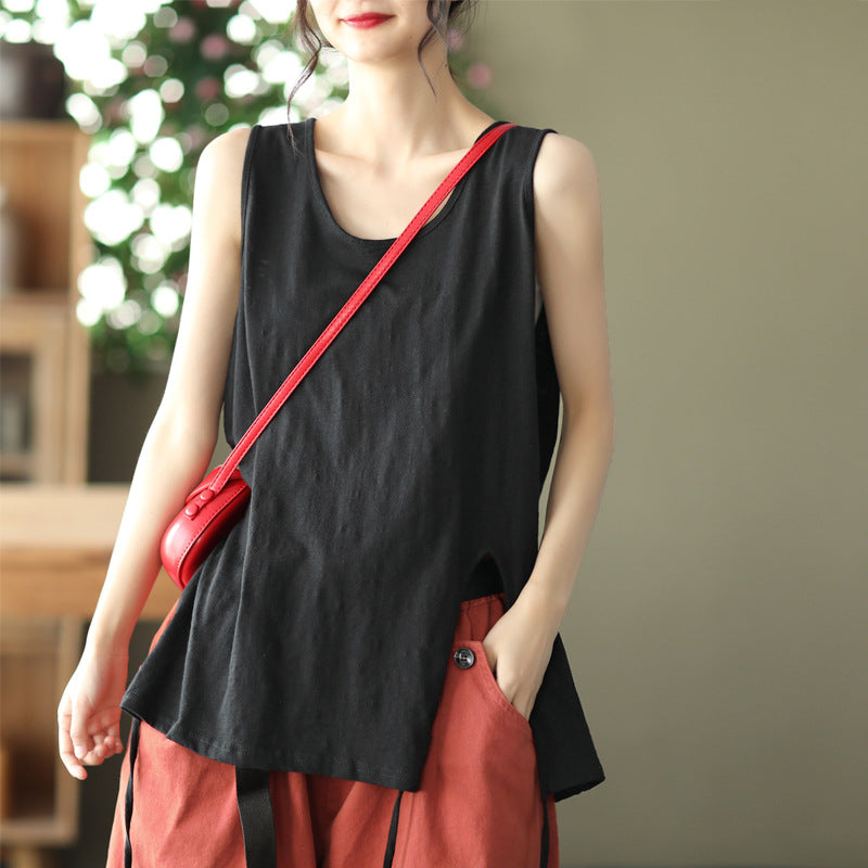 Vintage Cotton Sleeveless Women Crop Tops
