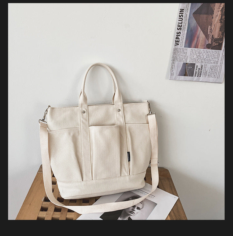 Women Large Storage Multi Pockets Canvas Mom Tote Handag
