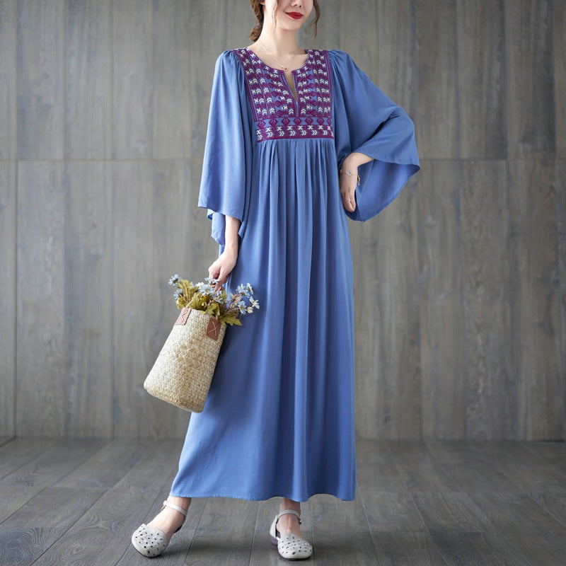 Vintage Embroidery Summer Plus Sizes Long Dresses