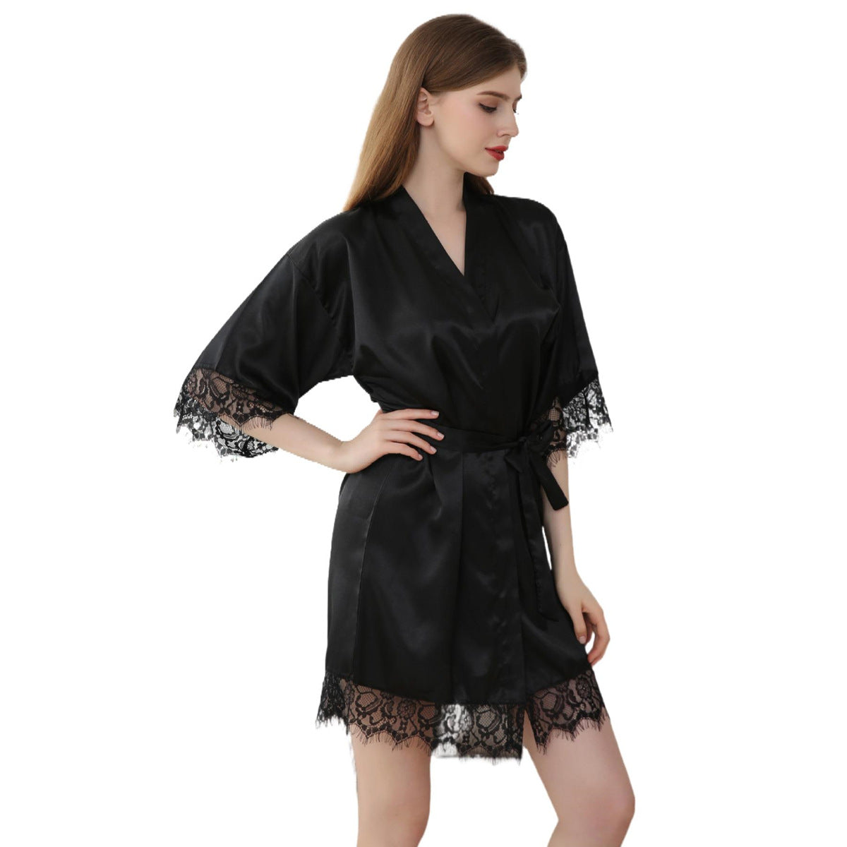 Summer Sexy Women Lace Strim Morning Gown